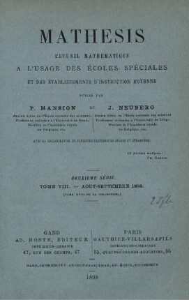 TOME VIII.-AOUT-SEPTEMBRE 1898.