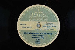 Die Meistersinger von Nürnberg : Fliedermonolog; 2. Teil / Richard Wagner