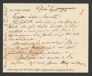 Briefkarte an Ferruccio Busoni : 05.09.1916