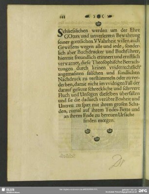 Schliesslichen werden um der Ehre Gottes und unverlezten Bewahrung seiner goettlichen Wahrheit willen ...