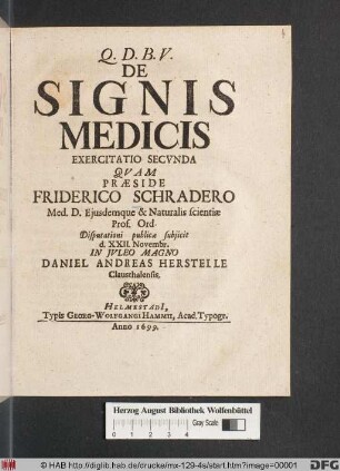 De Signis Medicis Exercitatio Secunda