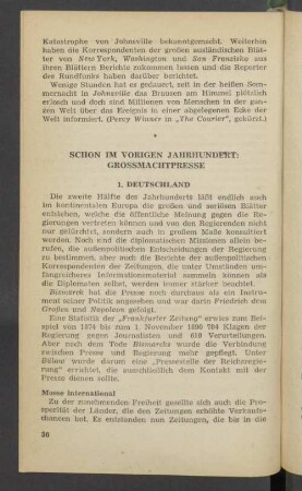 Schon im vorigen Jahrhundert: Grossmachtpresse