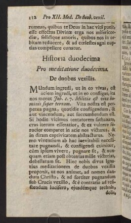 112-125, Historia duodecima. Pro meditatione duodecima. Du duobus vexillis