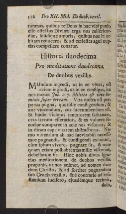 112-125, Historia duodecima. Pro meditatione duodecima. Du duobus vexillis