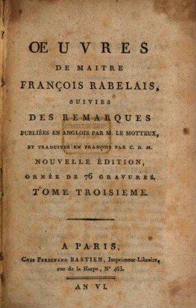 Oeuvres De Maitre François Rabelais. 3