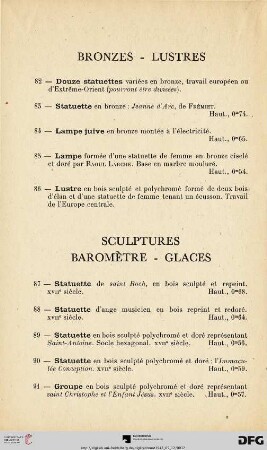 Sculptures - Baromètre - Glaces (Nr. 87-112)
