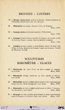 Sculptures - Baromètre - Glaces (Nr. 87-112)