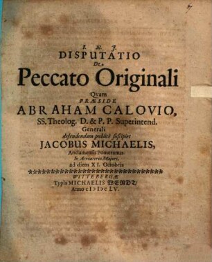 Disputatio de peccato originali