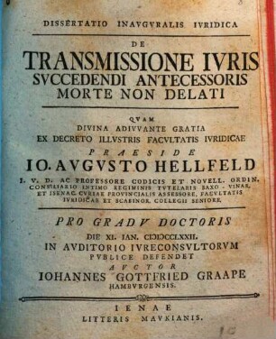 De transmissione iuris succedendi antecessoris morte non delati