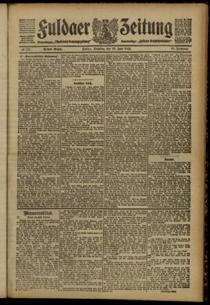 Erste Ausgabe vom Dienstag, den 18. Juni 1912.
