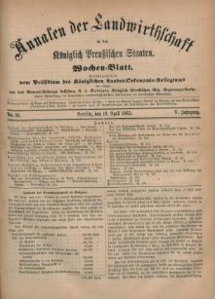 No. 16. Berlin, den 19. April 1865. V. Jahrgang.