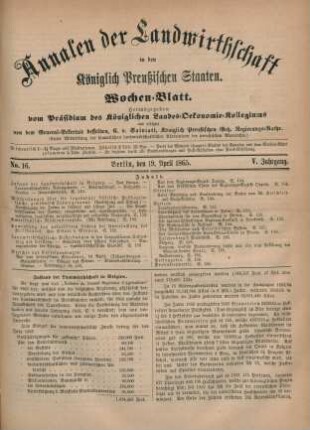 No. 16. Berlin, den 19. April 1865. V. Jahrgang.