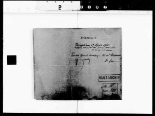 Handbilletts an Großherzogin Mathilde von ihrem Gemahl, Ludwig III. (zu sekretieren)