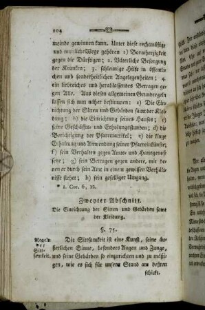 Zweyter Abschnitt. Die Einrichtung der Sitten und Gebärden samt der Kleidung.