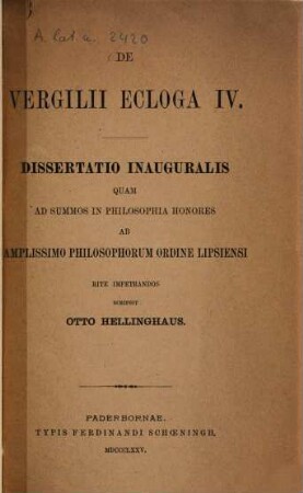 De Vergilii ecloga quarta
