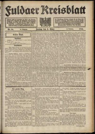 Erste Ausgabe vom Freitag, den 08. März 1912.