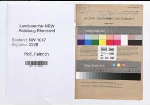 Entnazifizierung Heinrich Rolf , geb. 23.06.1894 (Beamter)