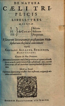 De natura caeli triplicis : libelli tres ...