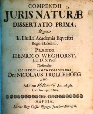Compendii iuris naturae diss. I.