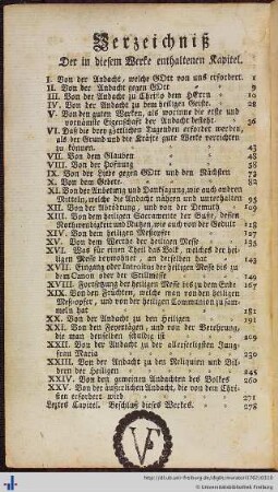 Verzeichniß der in diesem Werke enthaltenen Kapitel.
