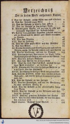 Verzeichniß der in diesem Werke enthaltenen Kapitel.