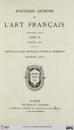 3.Sér. 3: Nouvelles archives de l'art français