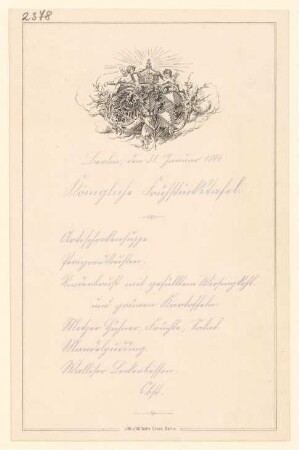 Menükarte : Königliche Frühstückstafel