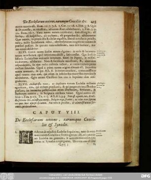 Caput VIII. De Ecclesiarum unione, earumque Conciliís & Synodis.