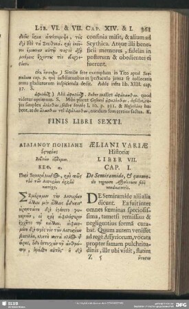 Ailianu Poikilēs his[t]orias Biblion hebdomon