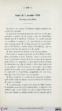 Séance du 5 novembre 1856