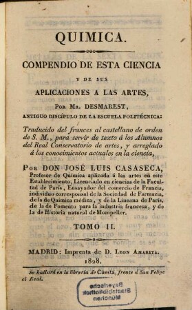 Quimica : Compendio de esta ciencia y de sus aplicaciones a las artes, 2