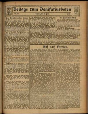 Zweite Ausgabe vom Sonntag, den 25. Juli 1926.