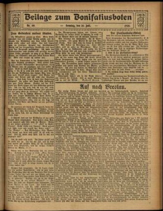 Zweite Ausgabe vom Sonntag, den 25. Juli 1926.