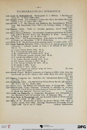 Numismatische Literatur (Nr. 1066-1081)