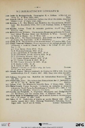 Numismatische Literatur (Nr. 1066-1081)