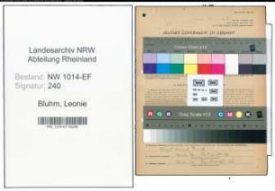 Entnazifizierung Leonie Bluhm , geb. 29.04.1884 ()