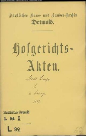 Lemgo, Stadt gegen Philipp von Donop zu Borkhausen - Schuldforderung