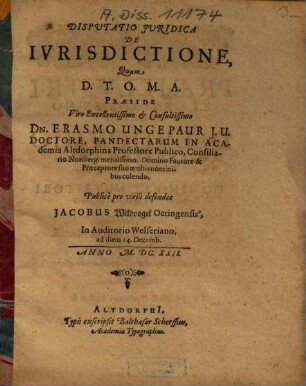 Disputatio Juridica De Ivrisdictione