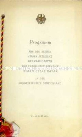 Programmheft zum Staatsbesuch des Präsidenten der Türkischen Republik in der Bundesrepublik Deutschland vom 5. bis 15. Mai 1958