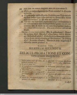 Caput VIII. Membrum 2. de delicti probatione & convincendo inquisitio.