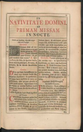 In Nativitate Domini. Ad Primam Missam In Nocte.