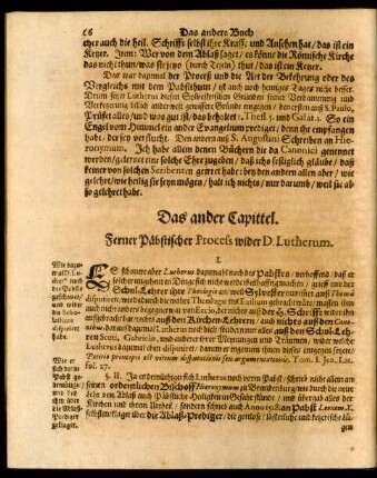 Das ander Capittel. Ferner Päbsischer Process wider D. Lutherum.