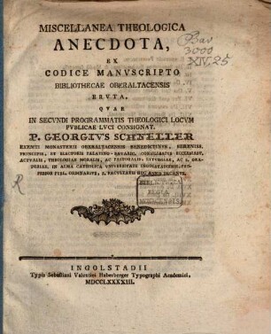 Miscellanea Theologica Anecdota