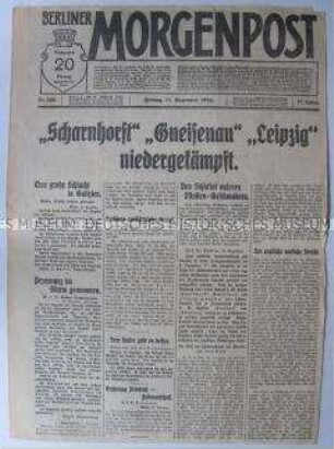 Tageszeitung "Berliner Morgenpost" zur Niederlage der deutschen Kriegsflotte vor Südamerika