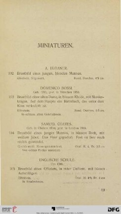 Miniaturen (Nr. 102-116)