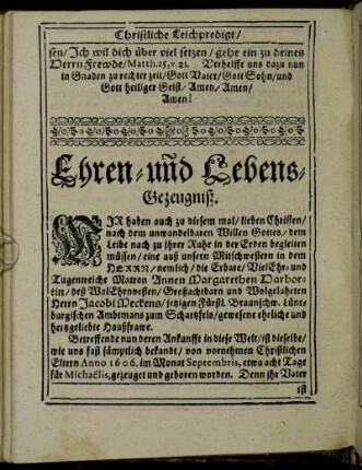 Ehren- und Lebens-Gezeugniß