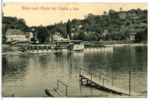 Pirna. Posta-Copitz - Elbe mit Dampfer König Albert