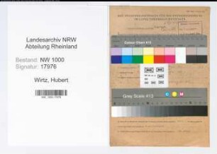 Entnazifizierung Hubert Wirtz, geb. 18.05.1919 (Arbeiter)