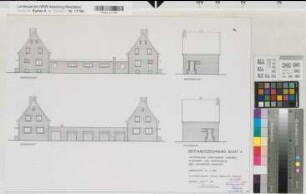 Münster (Münster) Sportanlage der Universität am Horstmarer Landweg Platzmeister- und Gerätehaus Blatt 4 Ansichten 1971 1 : 100 42 x 60 kol. Pause Staatshochbauamt für die Universität Münster 33.44