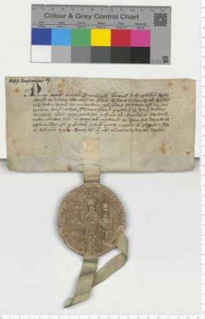 11 Lüneburger Ratsmannen bekunden den Verkauf eines Hauszinses an die Siechen zu St. Nicolai in Bardvik (Bardowick). Verkäufer ist Hinrik Bullop. [lat.]